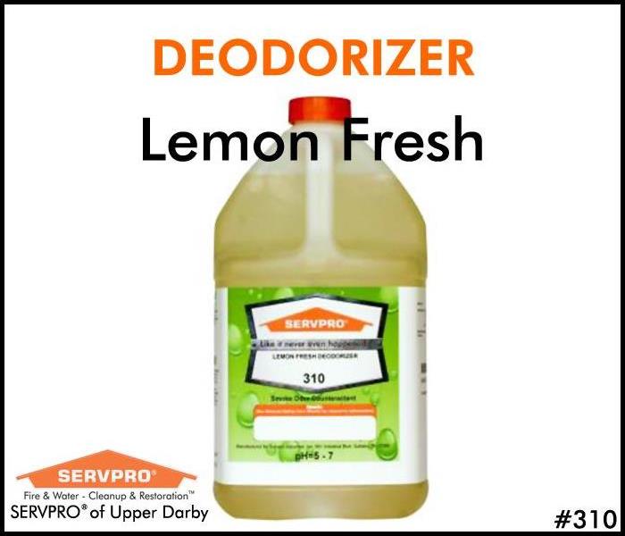 A jug of SERVPRO Lemon Fresh Deodorizer against a white background